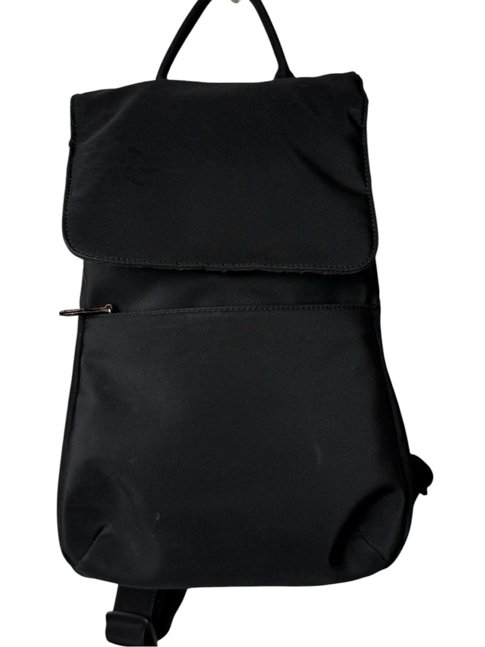 Hobo International Nylon Backpack Black Flap Over Minimalist Sleek Day Travel